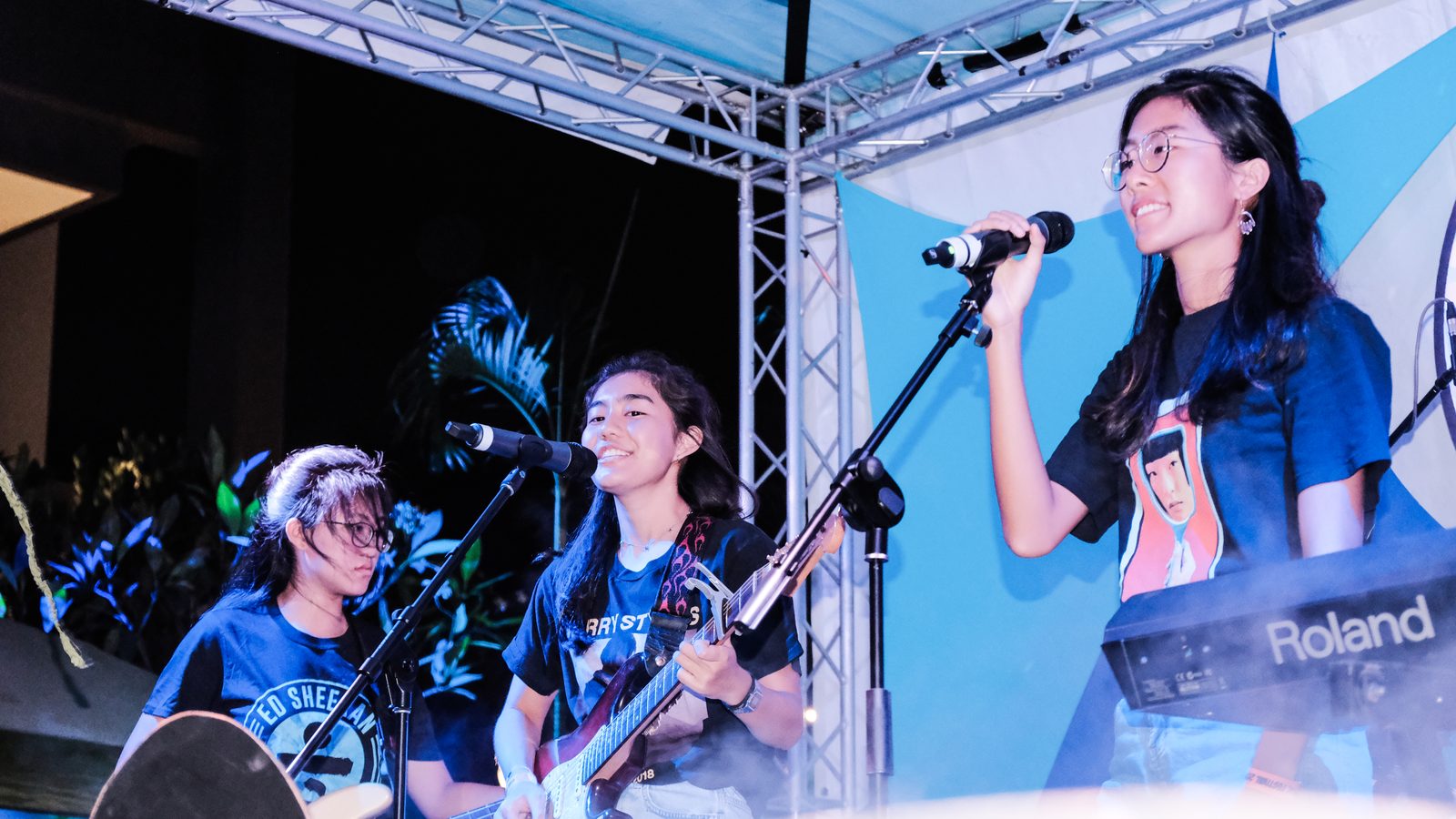 A student band performing at the VIBE Music Festival